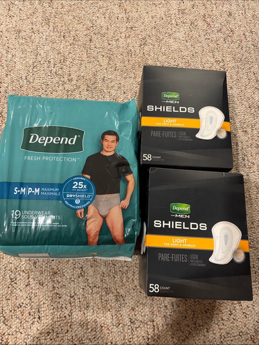 Depend men underwear and shields bundle